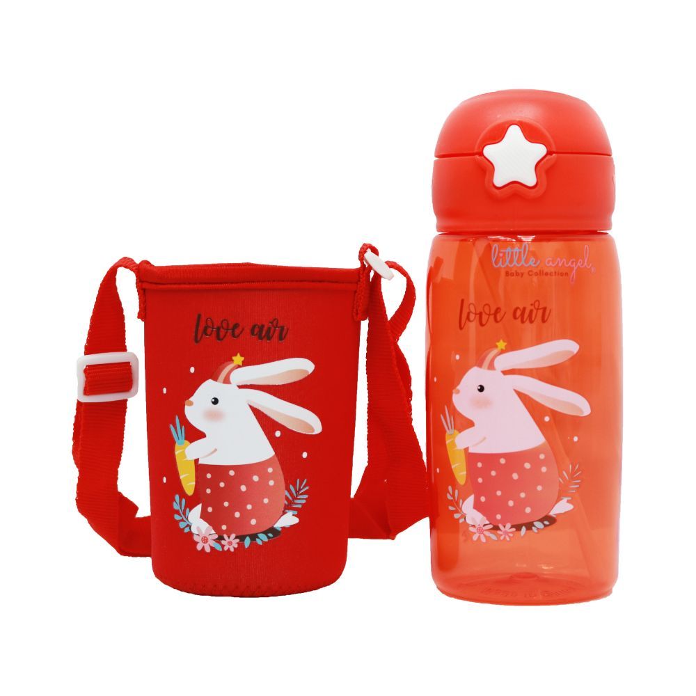 Little Angel - Kids Straw Water Bottle with Cover 480ml - Red