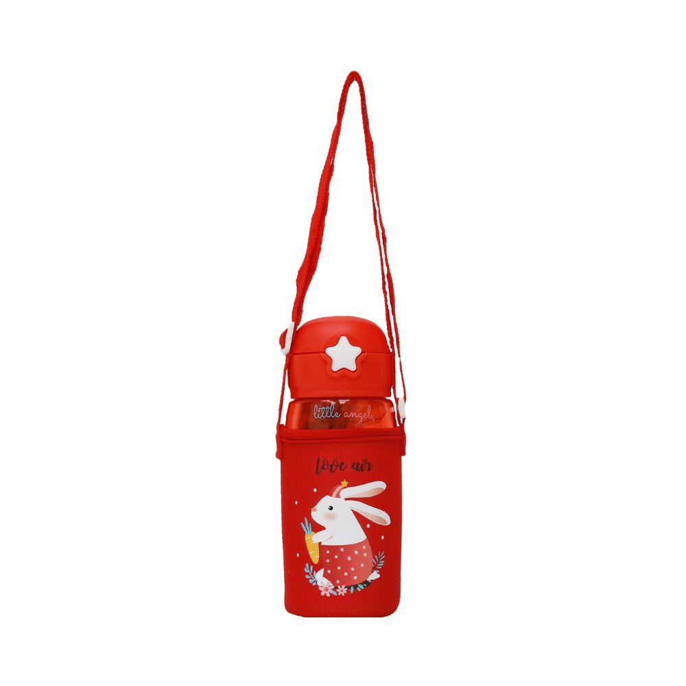 Little Angel - Kids Straw Water Bottle with Cover 480ml - Red