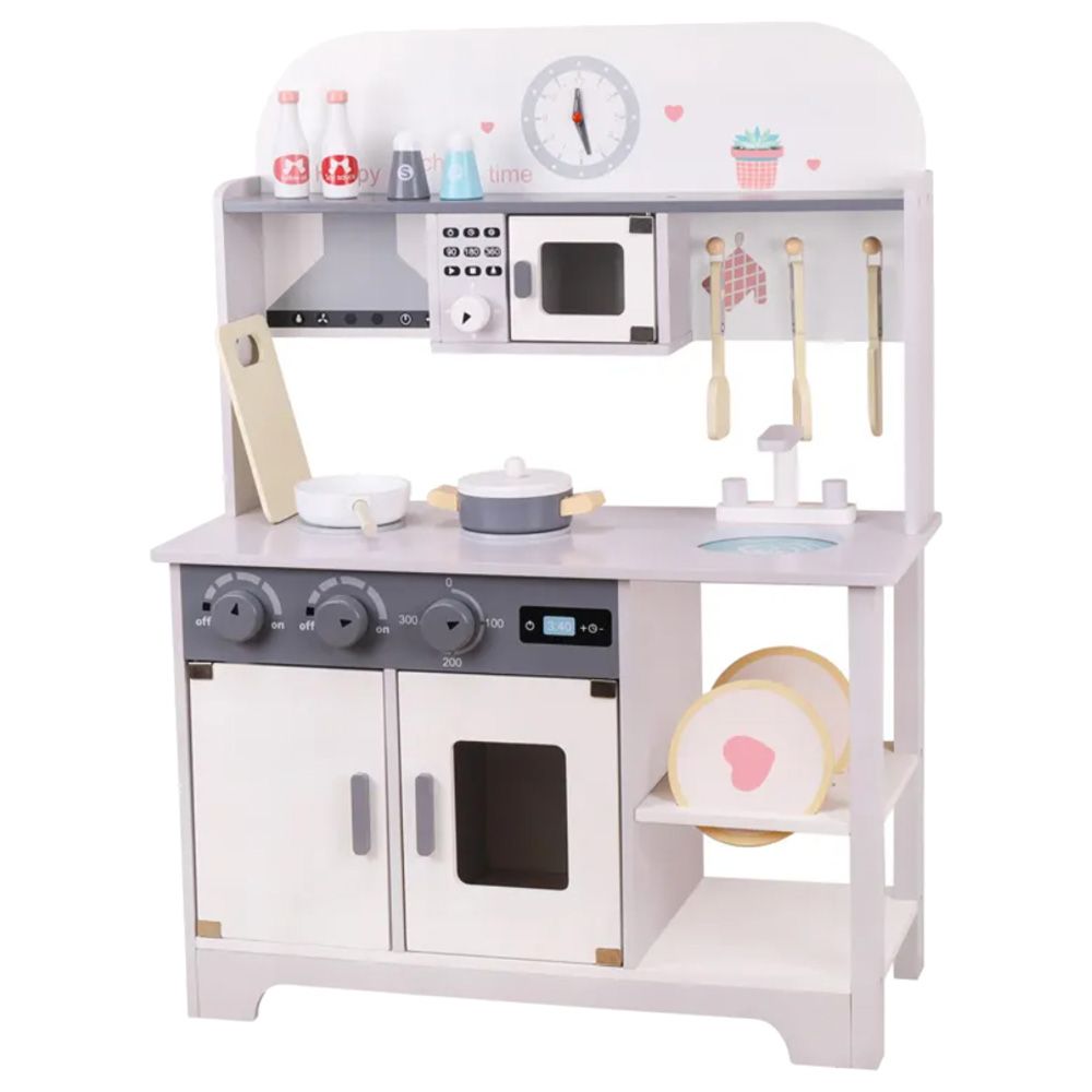 Little Angel - Wooden Kids Kitchen Play Toy Set - White