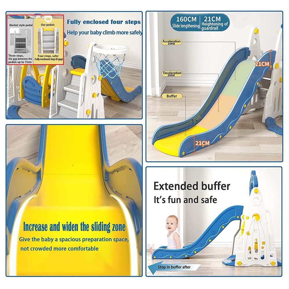 Little Angel-Kids Slide,Swing,Basketball, And Football-Blue