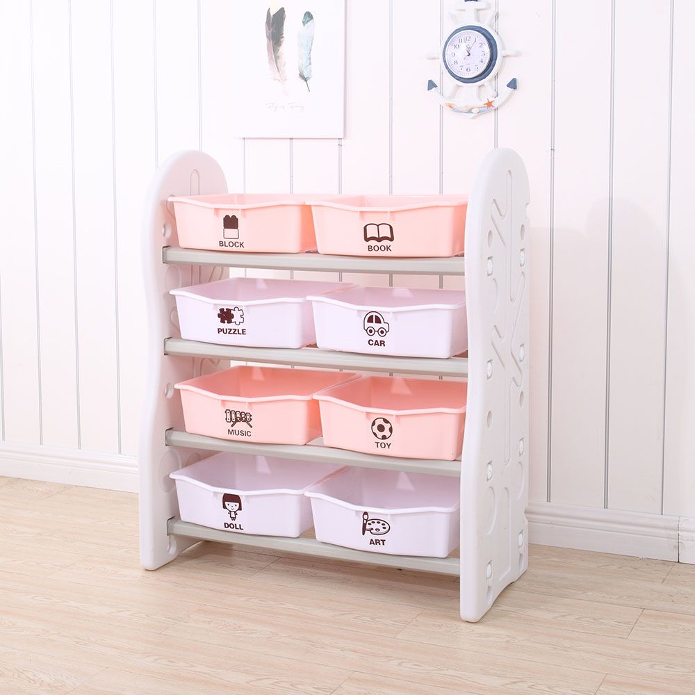 Little Angel-Toy Storage Organizer W/ Bins For Kids Room-Pink