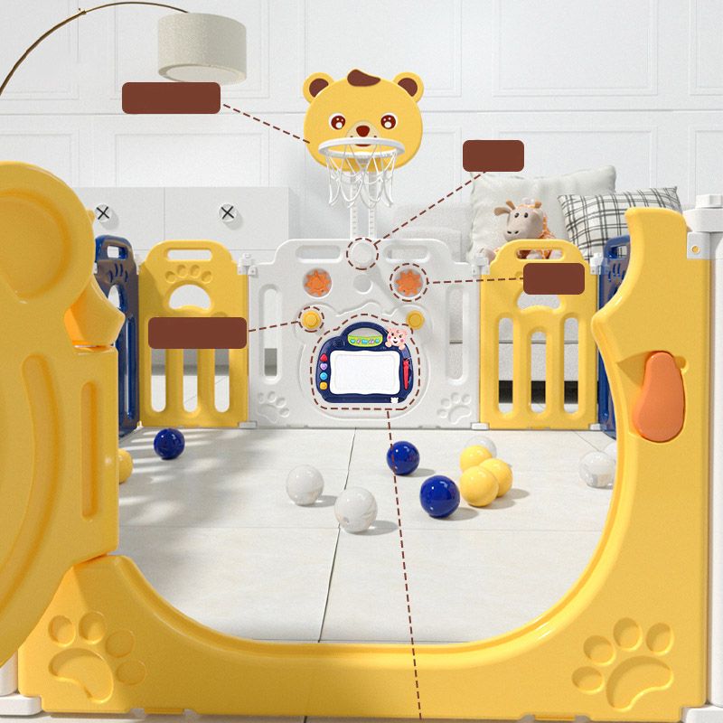 Little Angel-Baby Playpen Toddler Play Yard W/ Hoop- Yellow