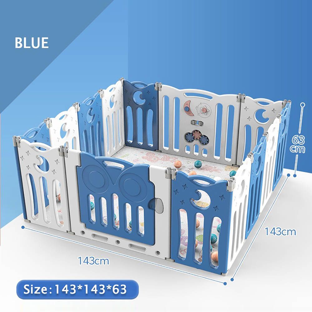 Little Angel-Foldable Baby Playpen W/ Fence For Indoor -Blue