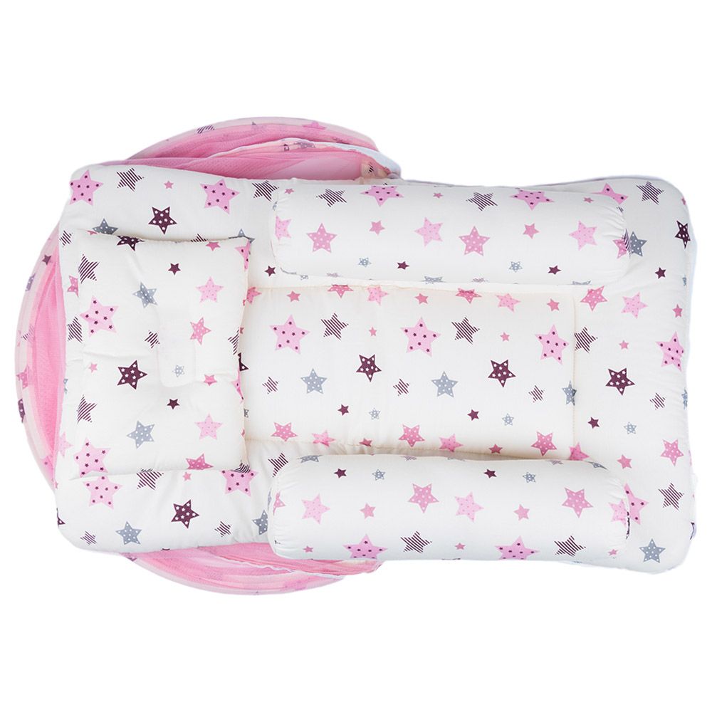 Little Angel - Baby Bed with 2 Comfy Bolster & Pillow - Pink