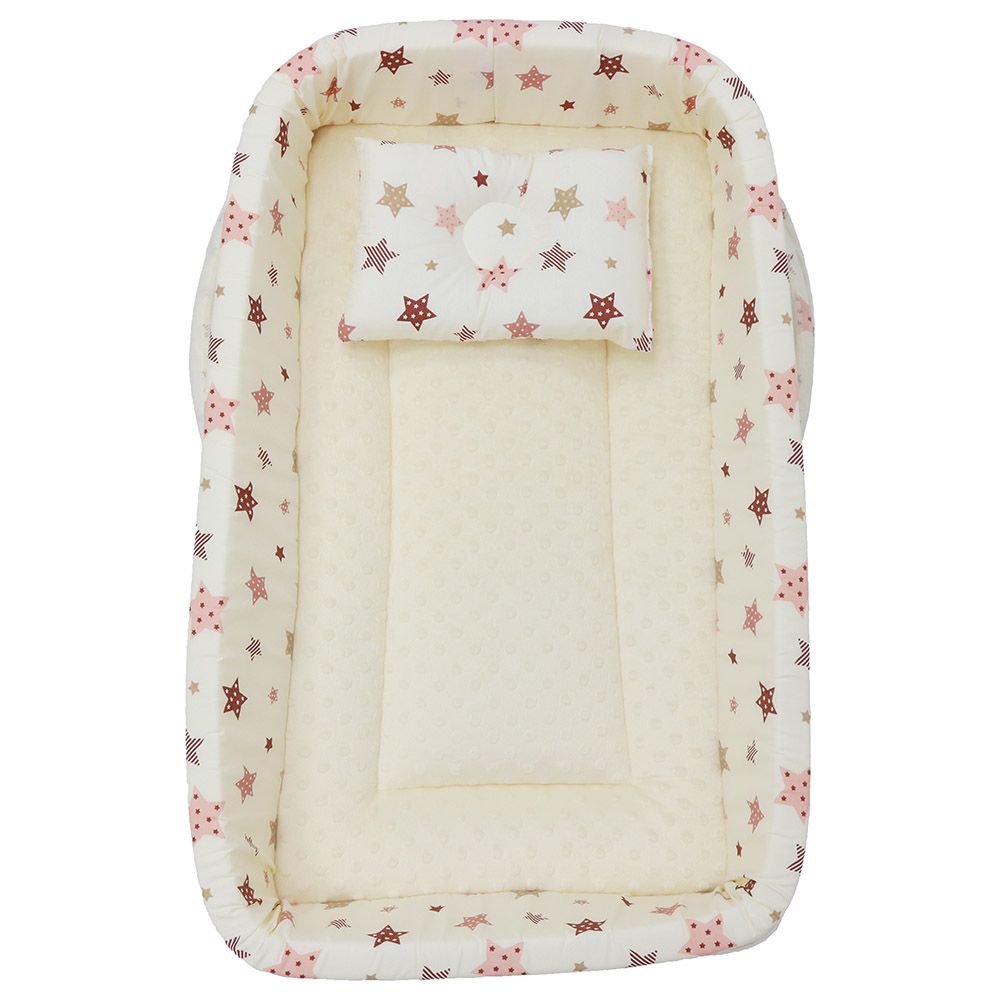 Little Angel - Baby Lounger Portable Bassinet - Star Beige