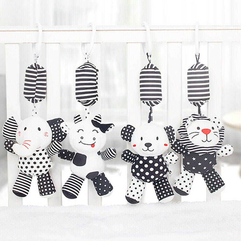 Little Angel - Baby Toys Hanging Rattle Soft Toy - Cow - Black