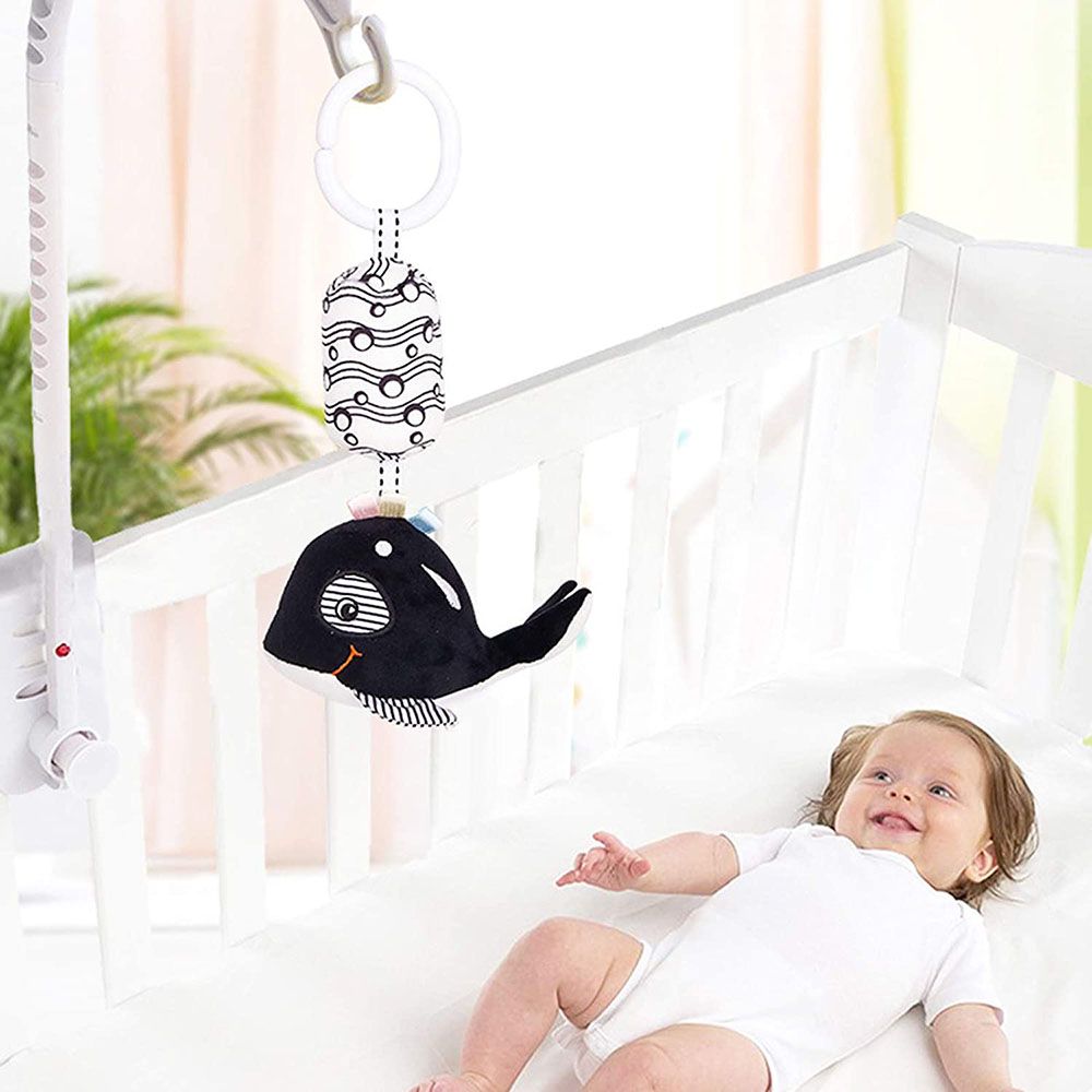 Little Angel - Baby Toys Hanging Rattle Soft Toy - Whale - Black