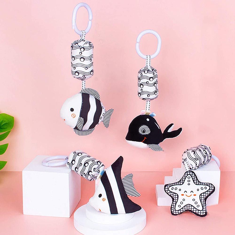 Little Angel - Baby Toys Hanging Rattle Soft Toy - Small Fish - Black