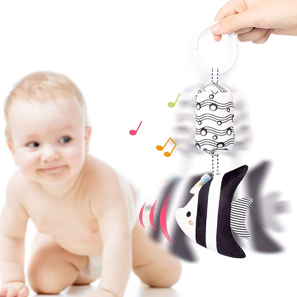 Little Angel - Baby Toys Hanging Rattle Soft Toy - Fish - Black