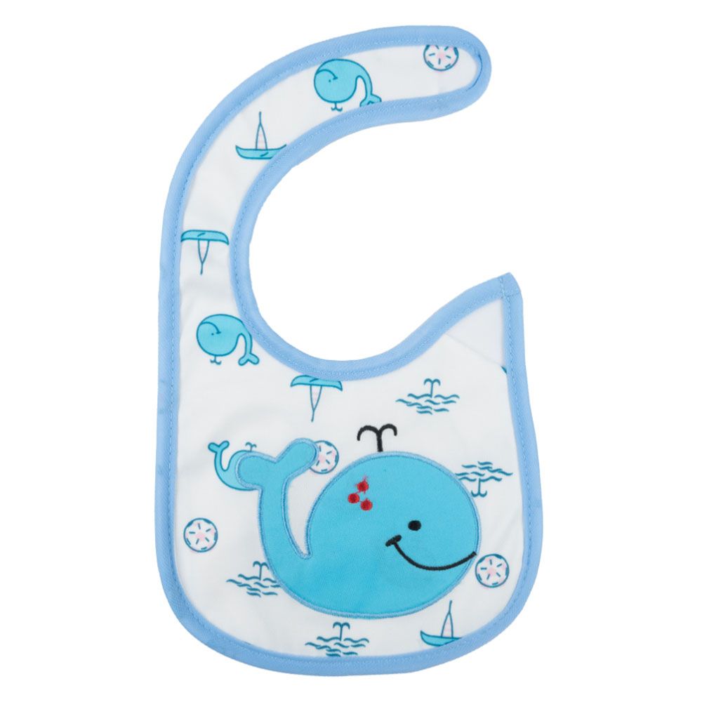 Little Angel - Baby Cotton Bib Waterproof For Boys Pack Of 2 - Blue