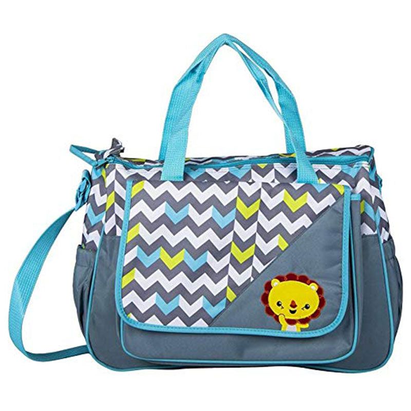 Night Angel - Mom Diaper Bags & Nappy 5Pc-Set - Grey/Blue