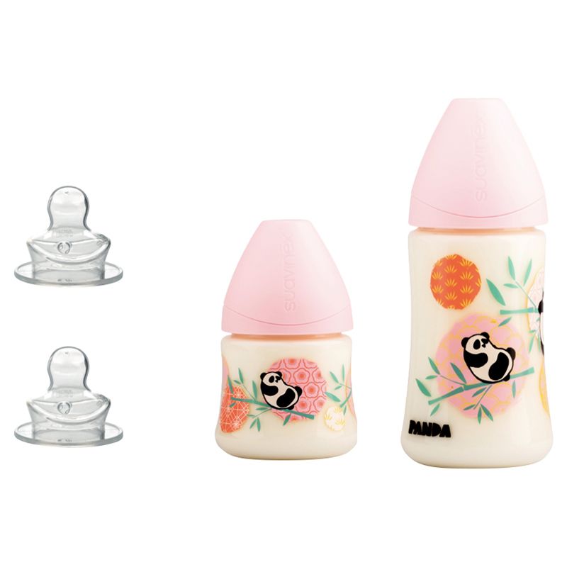 Suavinex Prem Pink Panda Bottle Set With Free Teat