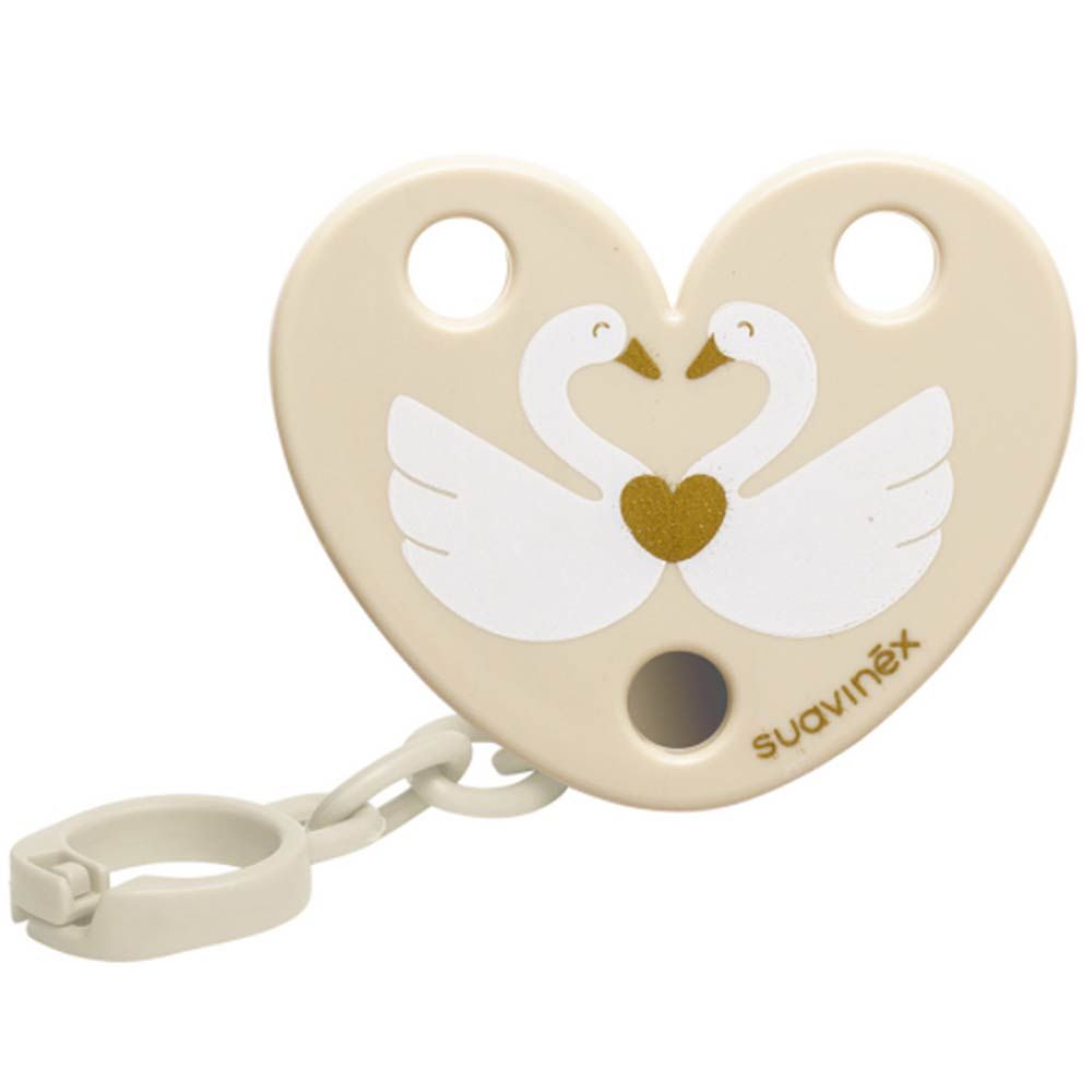 Suavinex - Soother Clip Heart Swan L1 - Beige