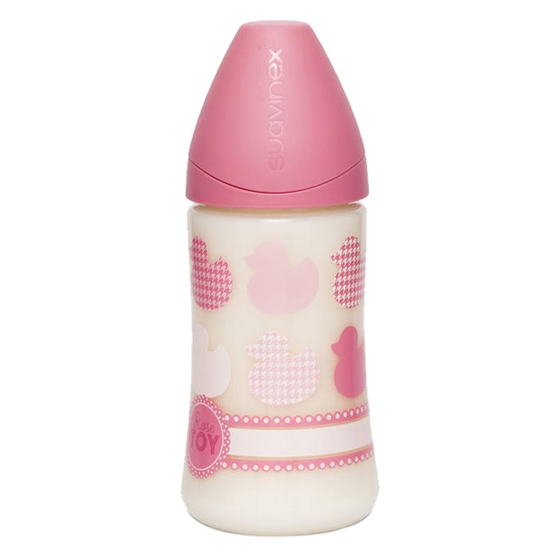 Suavinex - Anatomic Sausage Ducks Baby Bottle 270ml, Pink - Bundle of 2