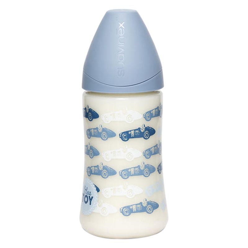 Suavinex - Anatomic Sausage Cars Baby Bottle 270ml - Blue