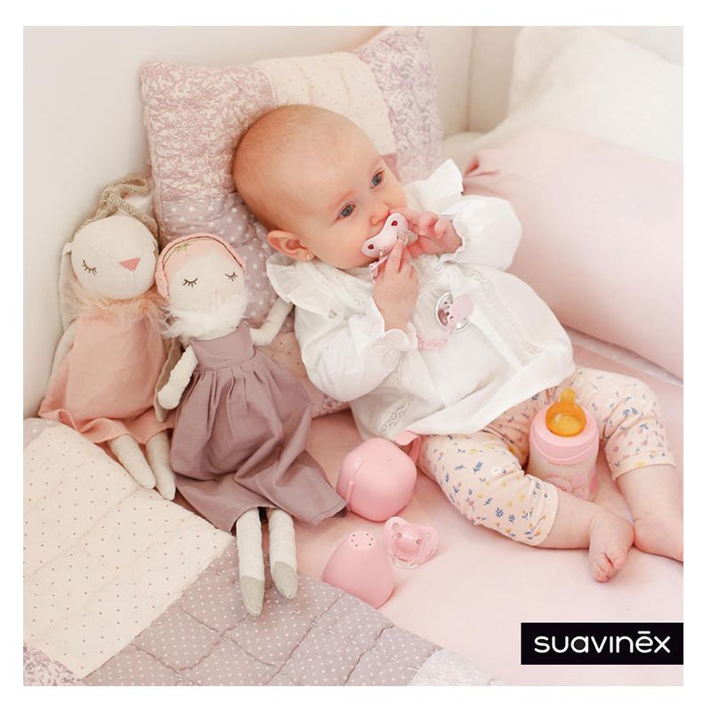 Suavinex - Baby Bottle 270ml + Silicone Pacifier 0-6M - Pink