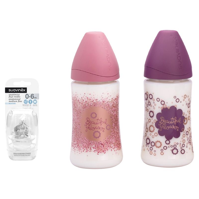 Suavinex Prem Bottle Set Girl 270ml  With Free Teat