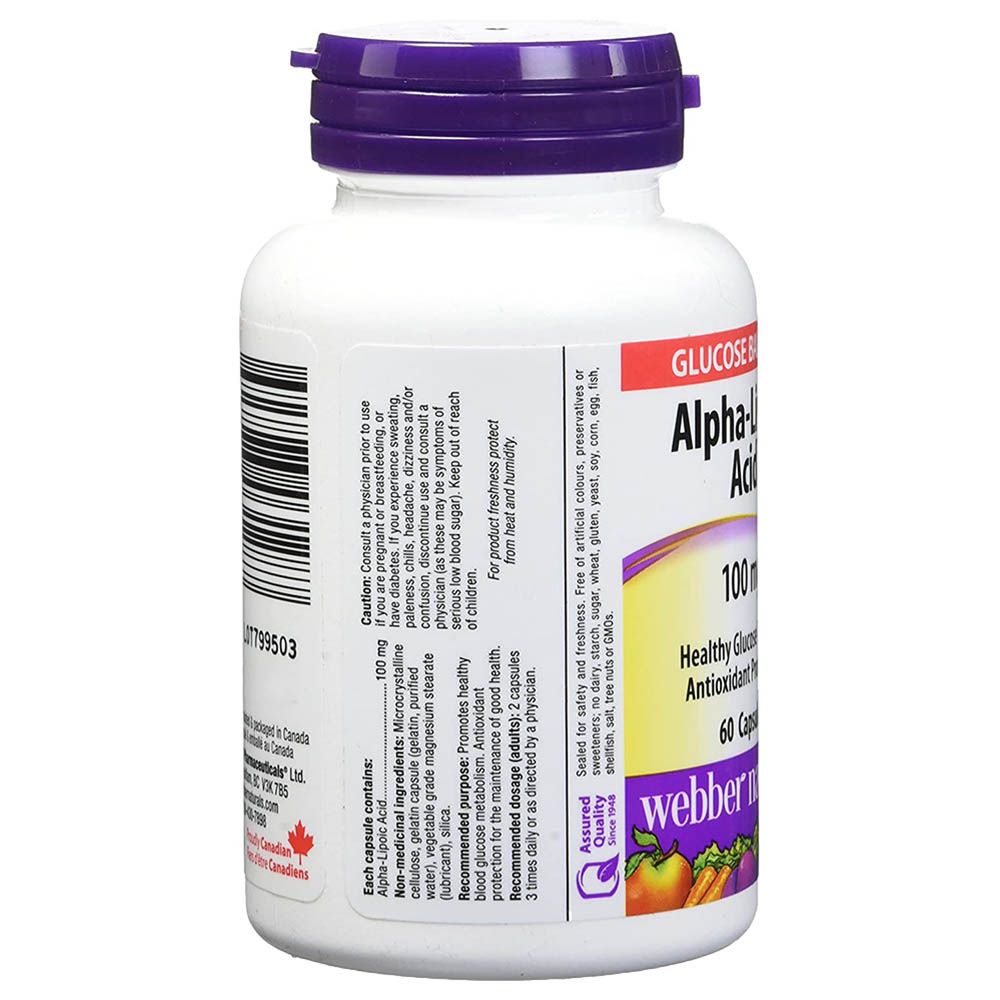 Webber Naturals - Alpha Lipoic Acid 100mg Capsules - 60pcs