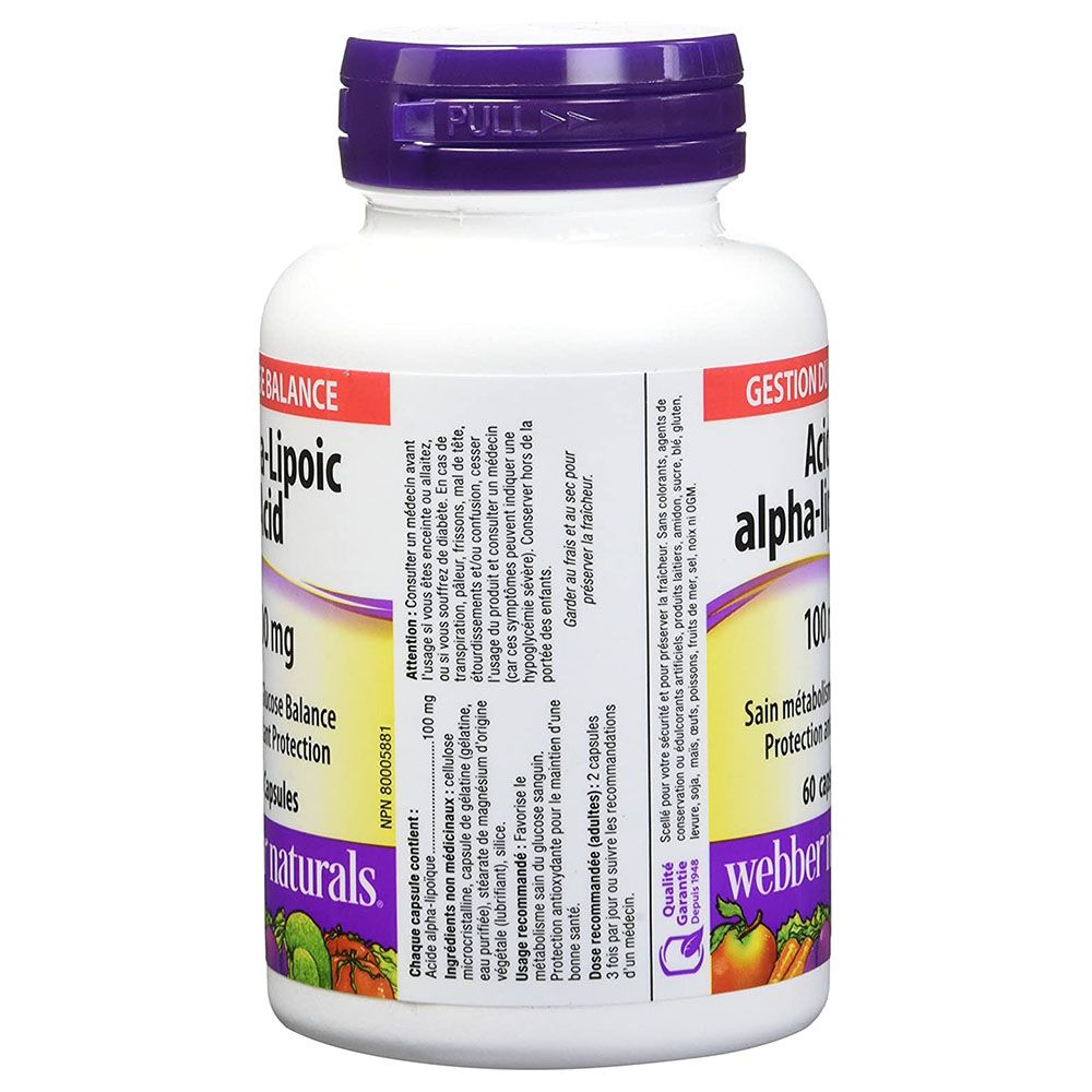 Webber Naturals - Alpha Lipoic Acid 100mg Capsules - 60pcs