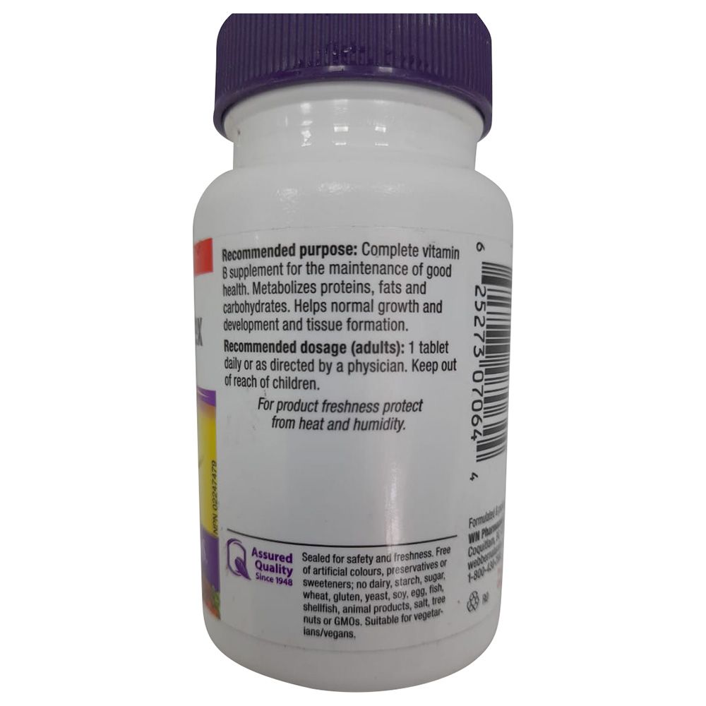 Webber Naturals - Vitamin B100 Complex Tablets - 30's