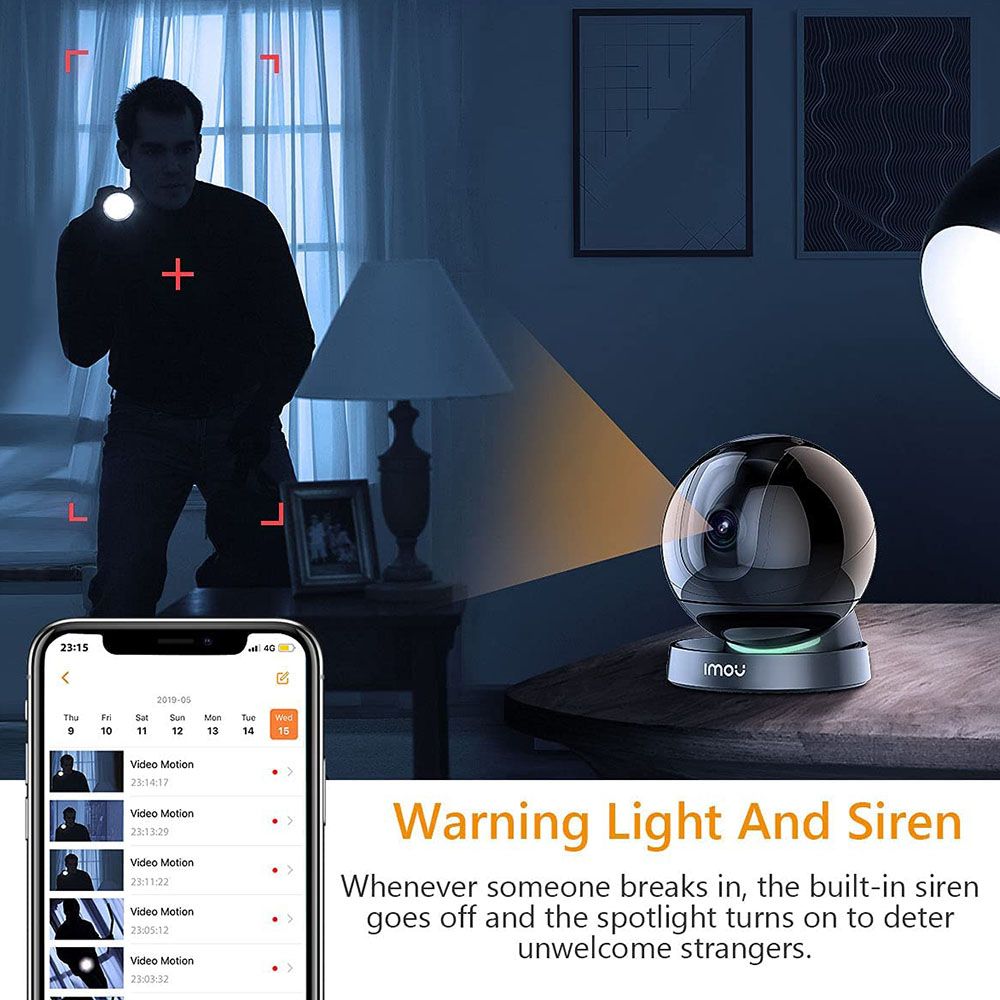 IMOU - REX Indoor 4MP Wi-Fi Home Security Monitoring Camera