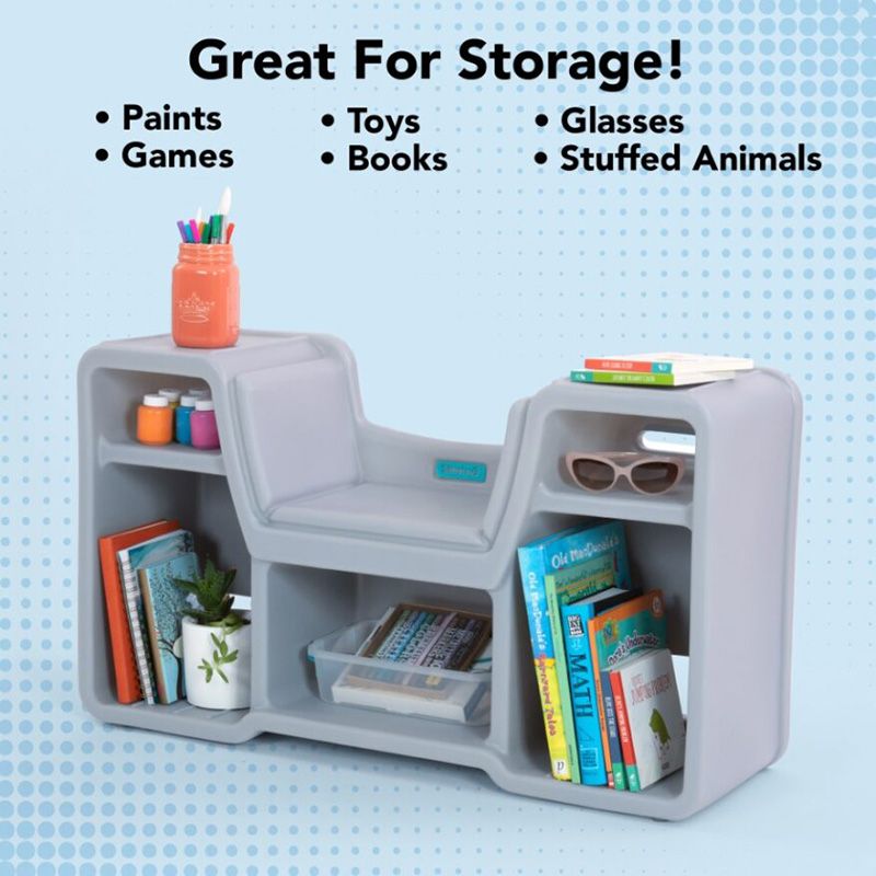 Simplay3 - Cozy Cubby Reading Nook Bookshelf w/ 5 compartments - Grey