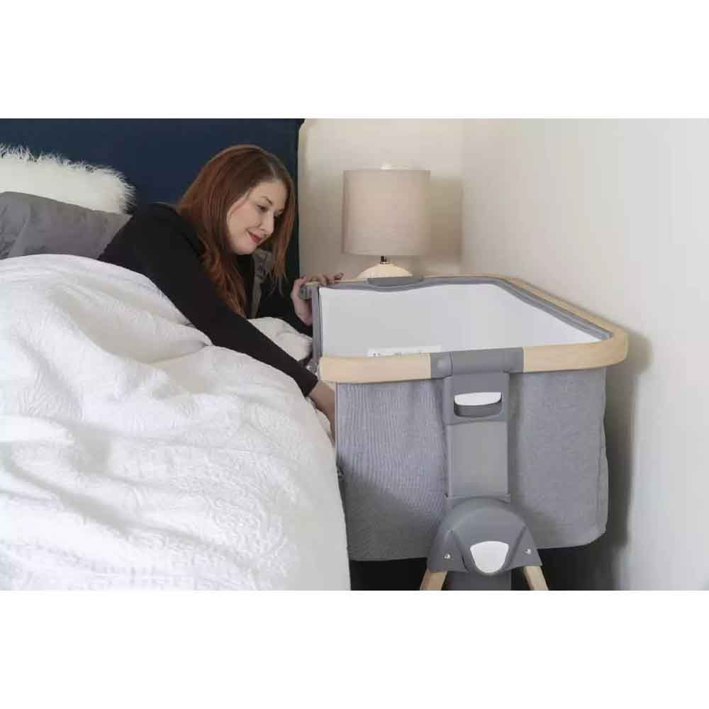 Mini Panda - Natural Co-sleeper Baby Crib 0-6m - Light Grey