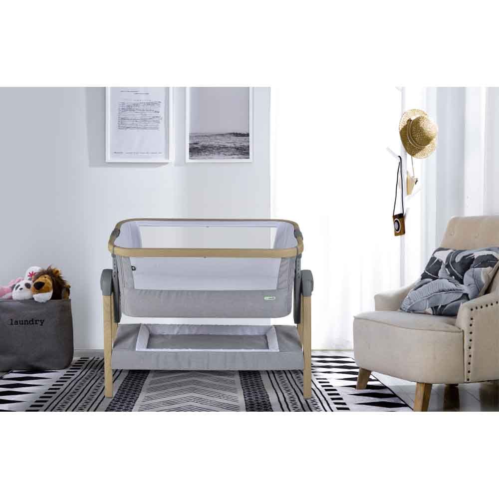 Mini Panda - Natural Co-sleeper Baby Crib 0-6m - Light Grey