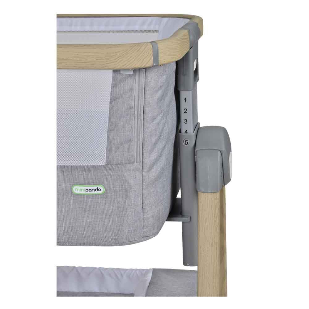 Mini Panda - Natural Co-sleeper Baby Crib 0-6m - Light Grey