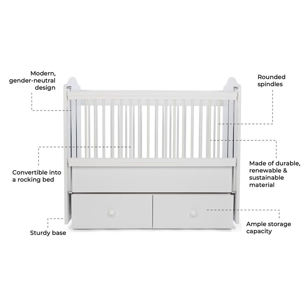 Belis - Nino Convertible Wooden Bed with Drawers 50x100cm - Marina