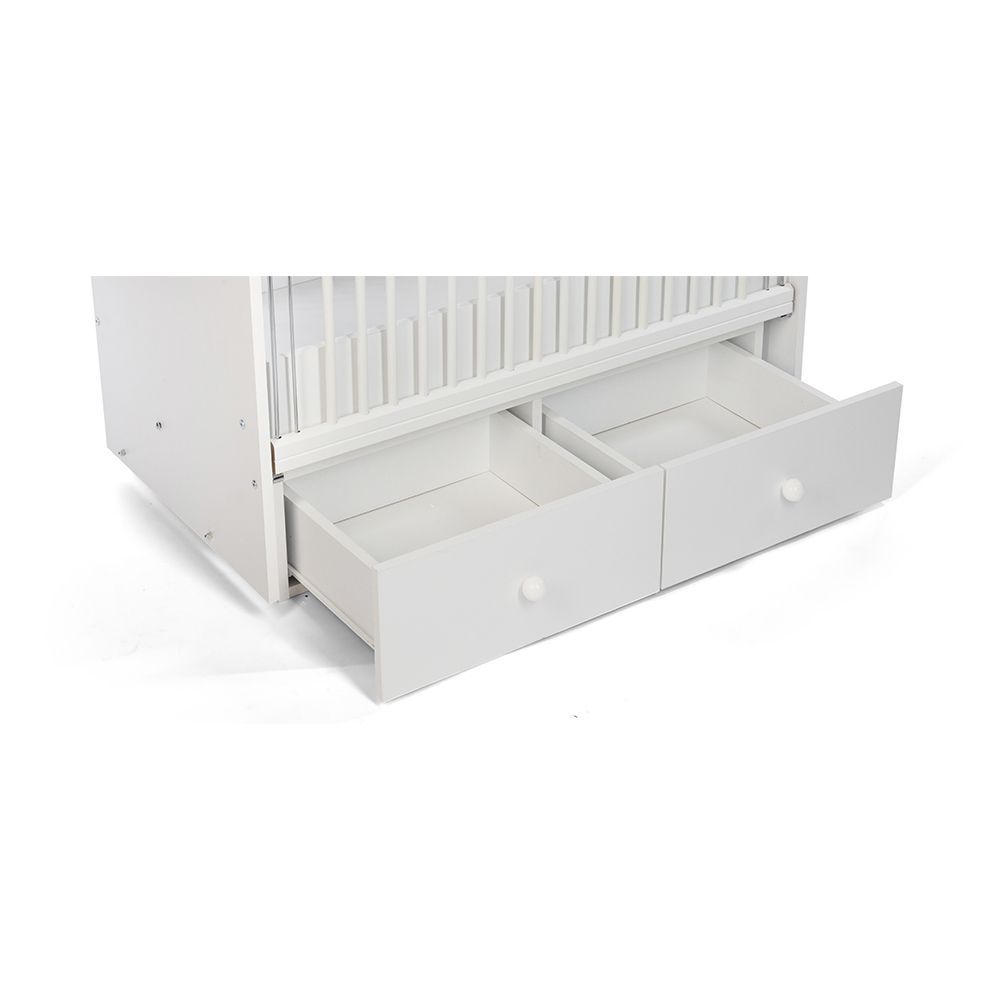 Belis - Nino Convertible Wooden Bed with Drawers 60x120cm - White