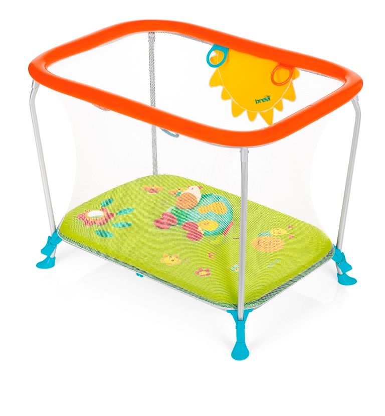 Brevi - Soft & Play Flat Fold Playpen - Green Farm