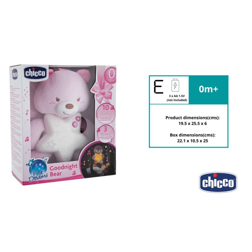 Chicco - Toy First Dreams Goodnight Bear - Pink