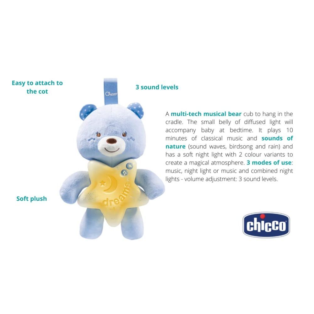 Chicco - Toy First Dreams Goodnight Bear - Blue