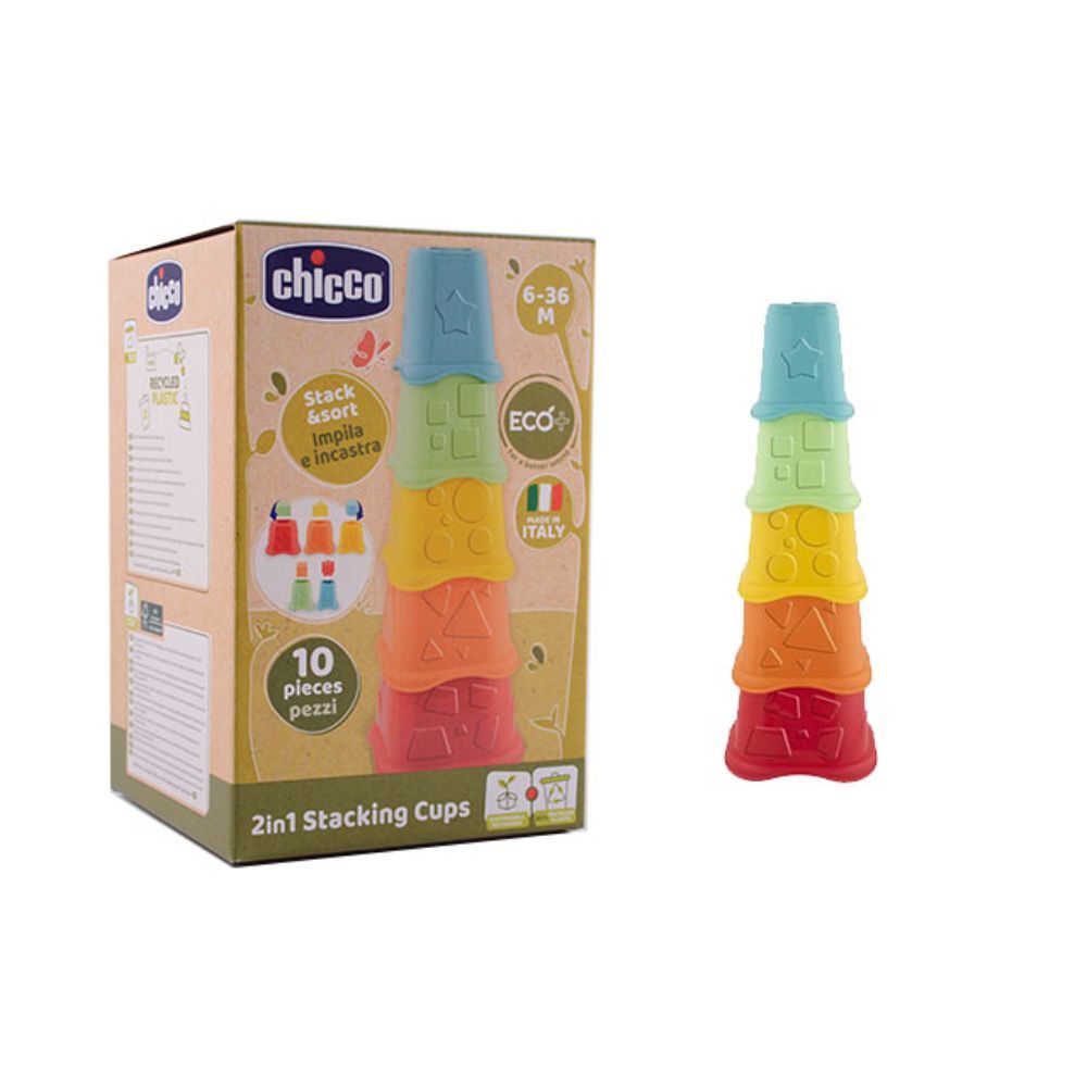 Chicco - ECO+ 2-in-1 Stacking Cups Sorter & Stacking Toy