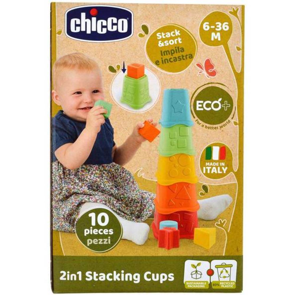 Chicco - ECO+ 2-in-1 Stacking Cups Sorter & Stacking Toy