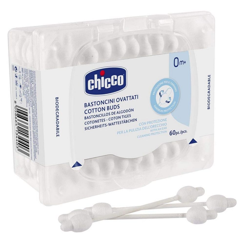 Chicco - Cotton Buds Safe Hygiene with Eardrum Protection 60 Pcs