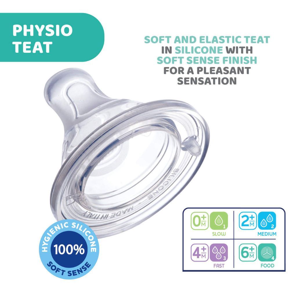 Chicco - Perfect 5 Physio Teat 0m+ Slow Flow - Pack of 2 - Silicone