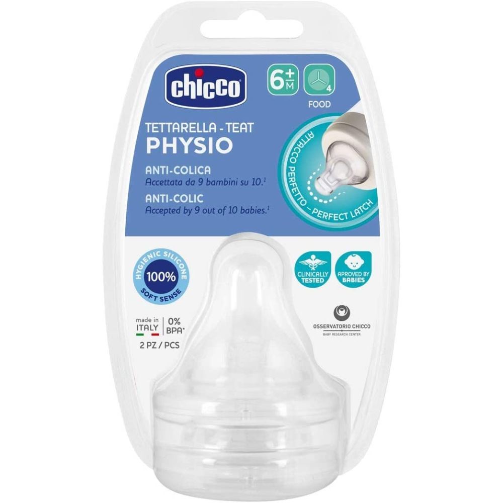 Chicco - Perfect 5 Physio Teat 6m+ Food Flow - Pack of 2 - Silicone