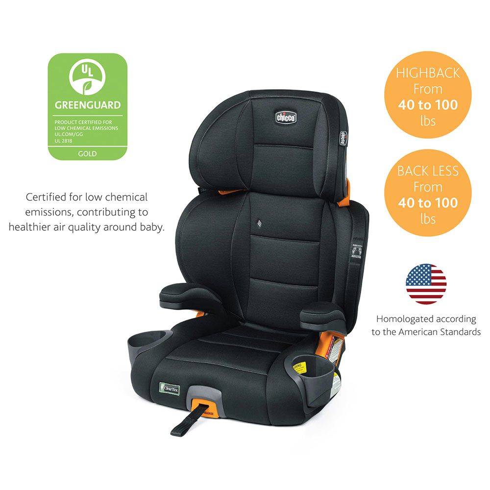 Chicco - KidFit 2-in-1 Belt - Positioning Booster Car Seat with IsoFix System - Obsidian