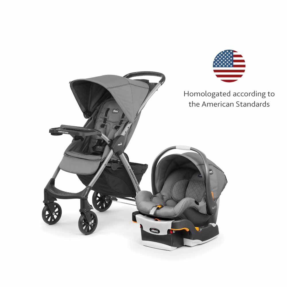 Chicco - Mini Bravo Plus Travel System Stroller 0-3y - Slate