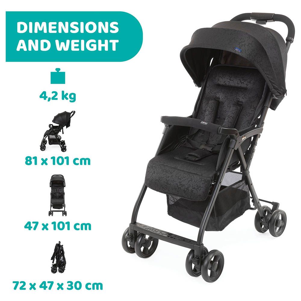 Chicco - Ohlala 3 Super Light Stroller - Jet Black - 0M-3Y