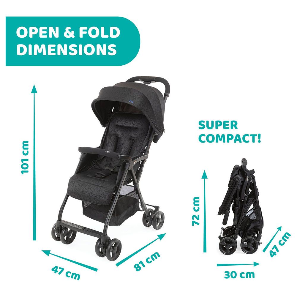 Chicco - Ohlala 3 Super Light Stroller - Jet Black - 0M-3Y