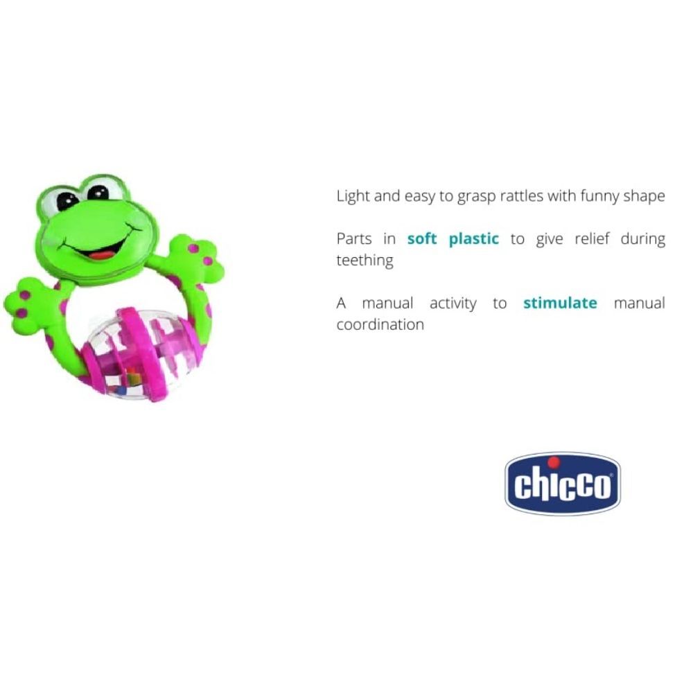 Chicco - Fun Teething Rattle Frog - Green