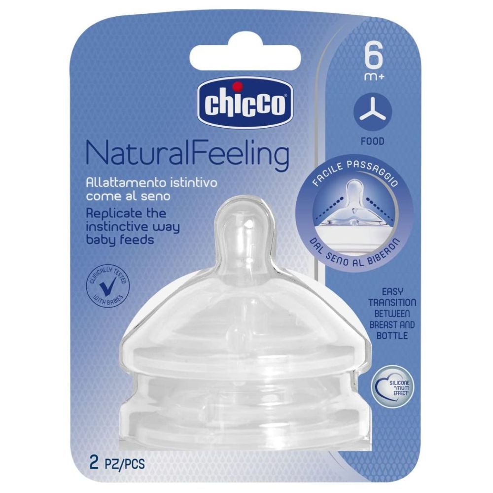 Chicco - NauralFeeling Teat 6m+ Food Flow 2pcs Silicone