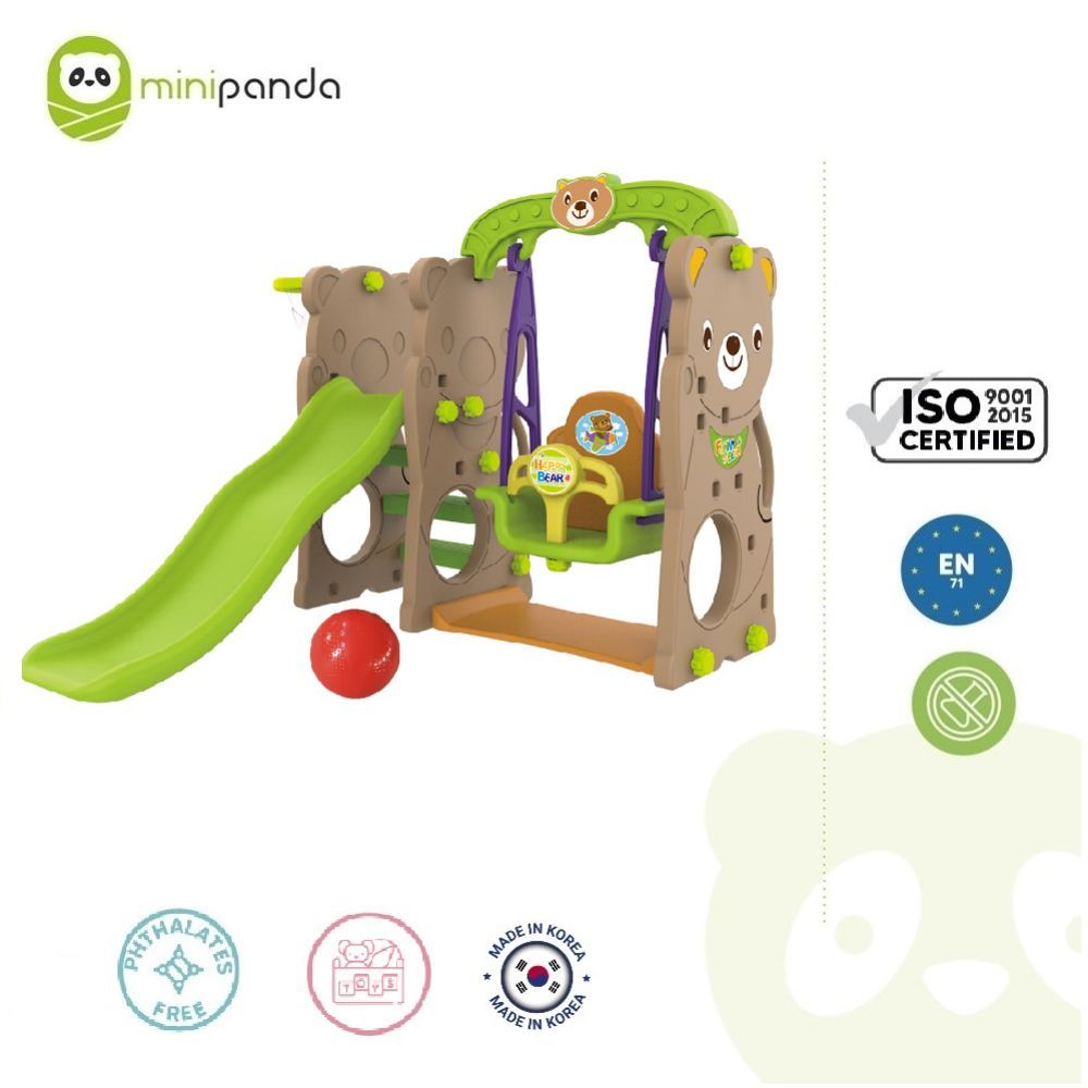 Mini Panda - Indoor/Outdoor Bear Slide with Swing