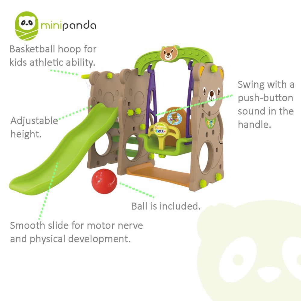 Mini Panda - Indoor/Outdoor Bear Slide with Swing