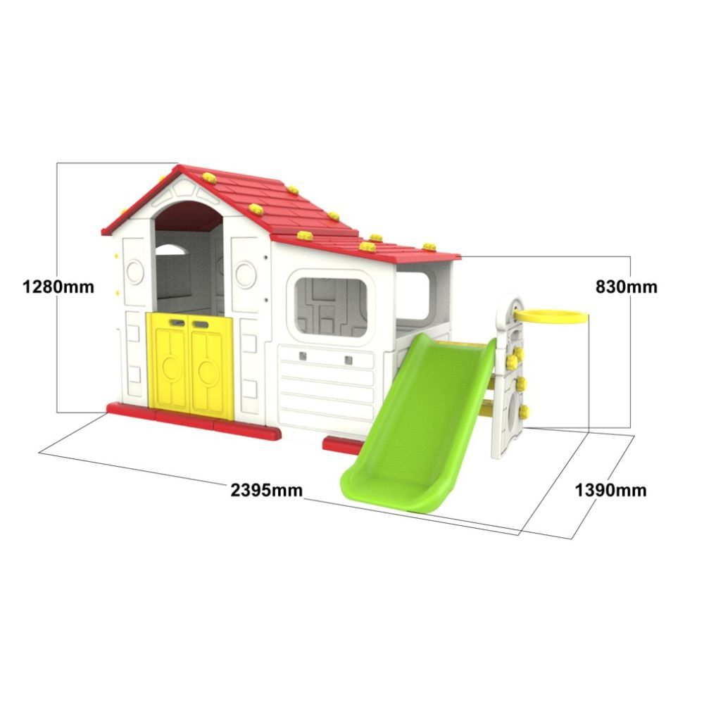 Mini Panda Tomo Big Playhouse W/ Slide & Basketball Ring