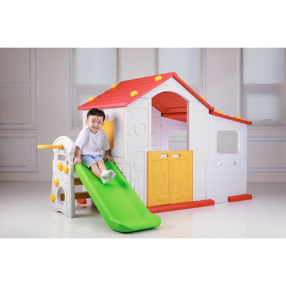 Mini Panda Tomo Big Playhouse W/ Slide & Basketball Ring