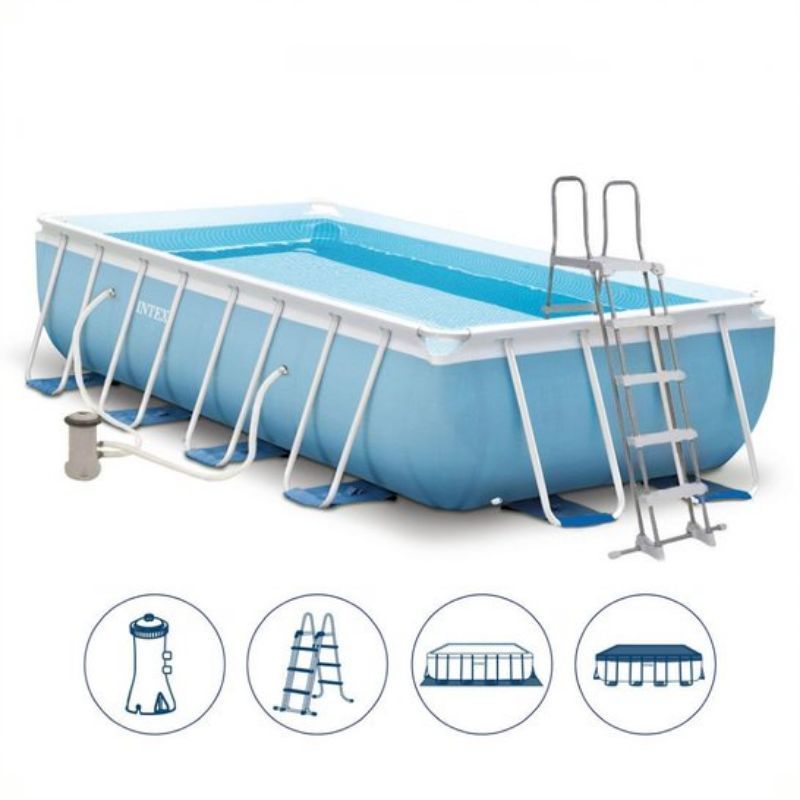 Intex - 16ft x 8ft x 42" Prism Frame Rectangular Pool Set